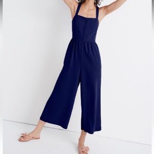 MADEWELL Smocked Button-Front Crop Jumpsuit - Sz. 2